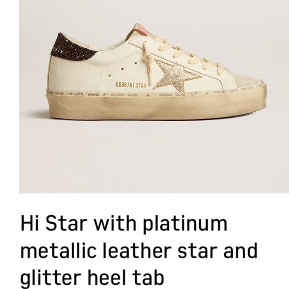 Golden Goose Hi Star Sneakers in Cream and Gold - Picture 1 of 5